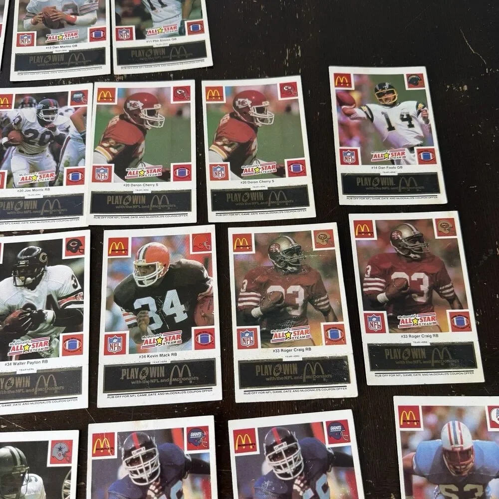 1986 Mcdonalds All Star Football Black Tab 39 Card Lot Partial Set Of 25 w Dupes